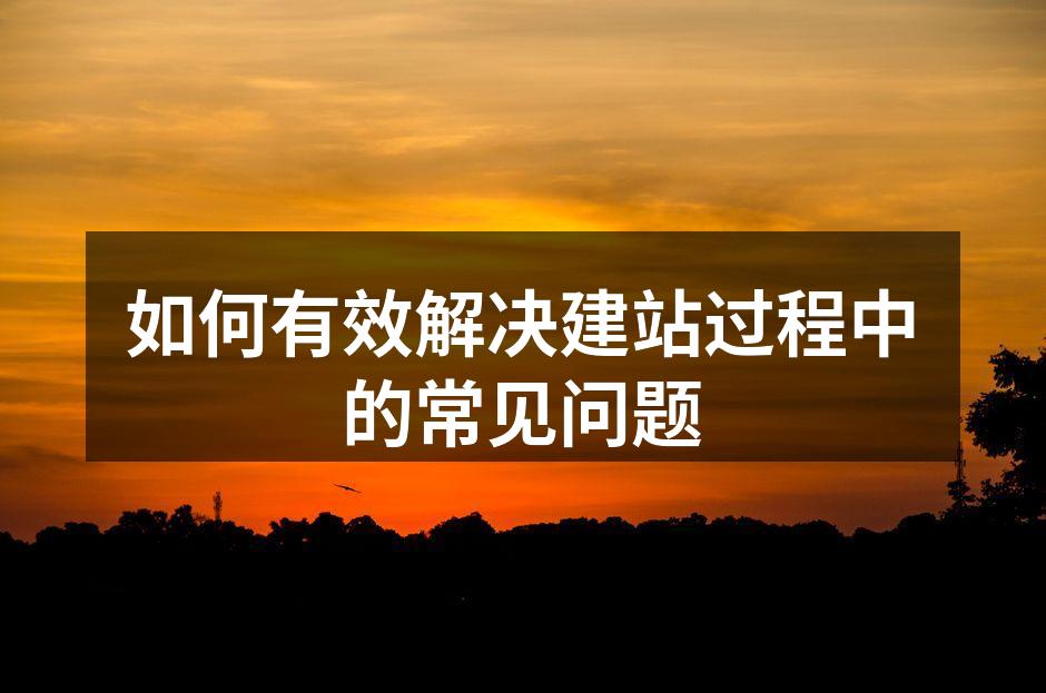 有效建站的关键环节